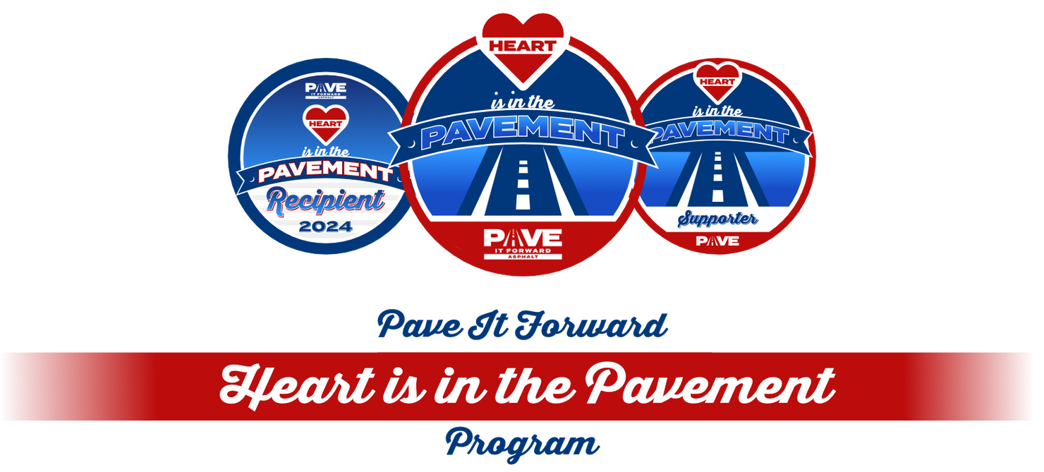 Pave It Forward's Heart is in the Pavement Award Banner Logo
